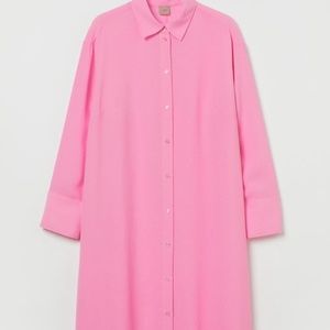 H&M Pink midi shirt dress size Small